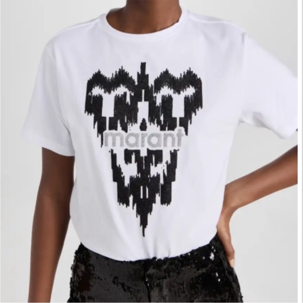 Isabel Marant White Tee with Black Heart Graphic